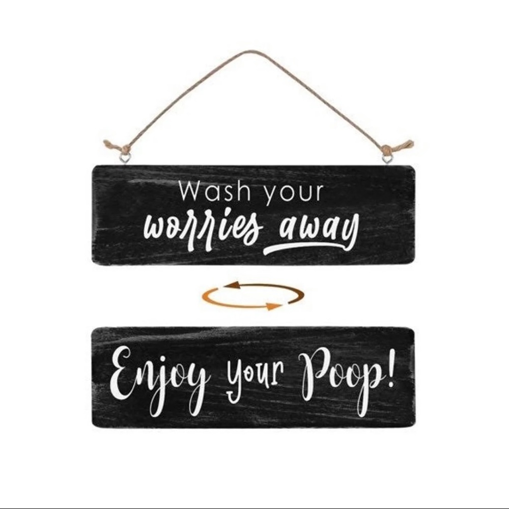 Double Sided Reversible Farmhouse Wall Hanging Bathroom Sign Rustic Design